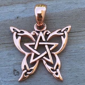 Small Celtic Butterfly Pentacle Pendant in Copper Dryad Design